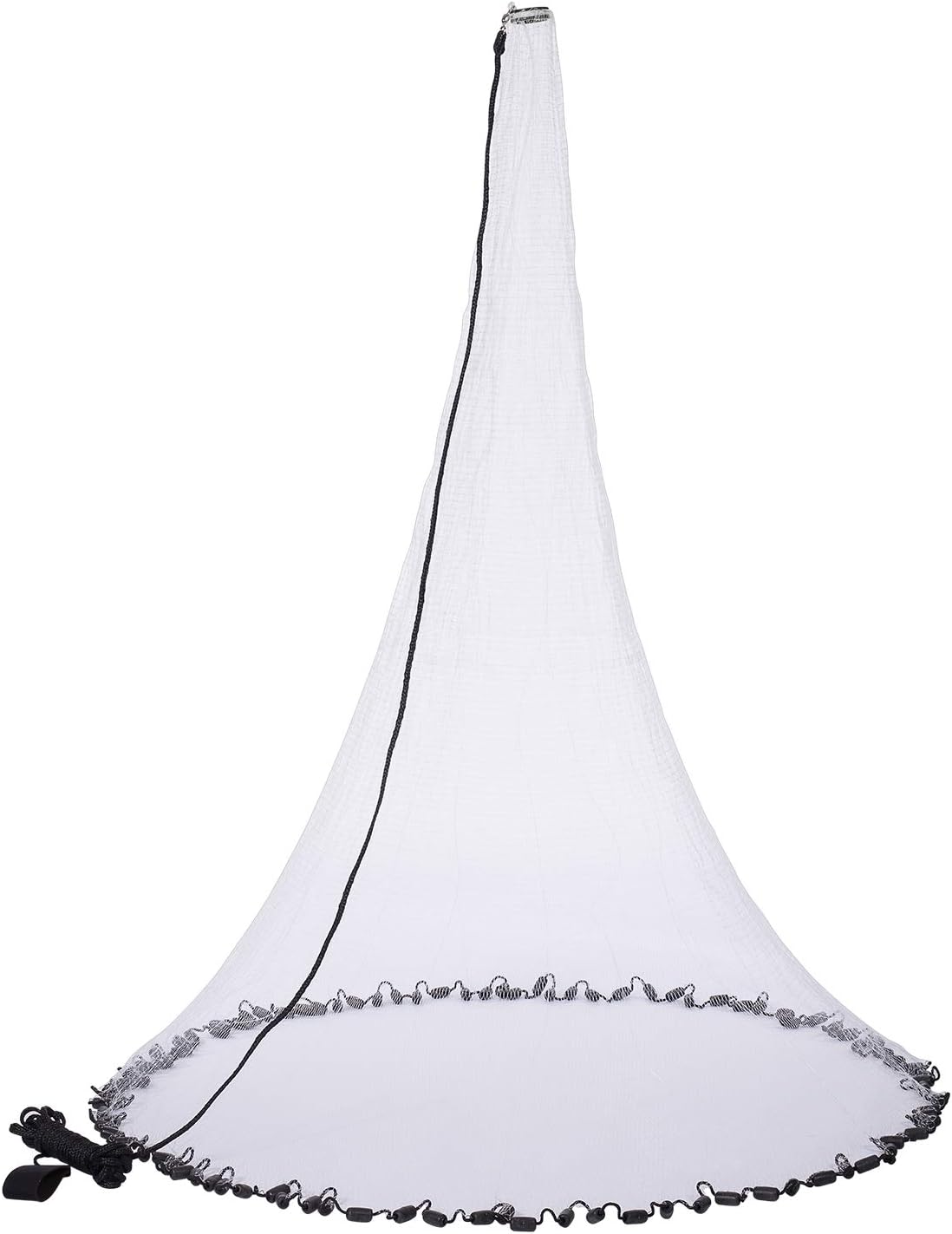 BASSDASH American Saltwater Fishing Cast Net 3/8 1/4-Inch Mesh 4ft 6ft 8ft Radius, 1-Pound Per Foot, for Bait Fish with Utility Bucket Casting